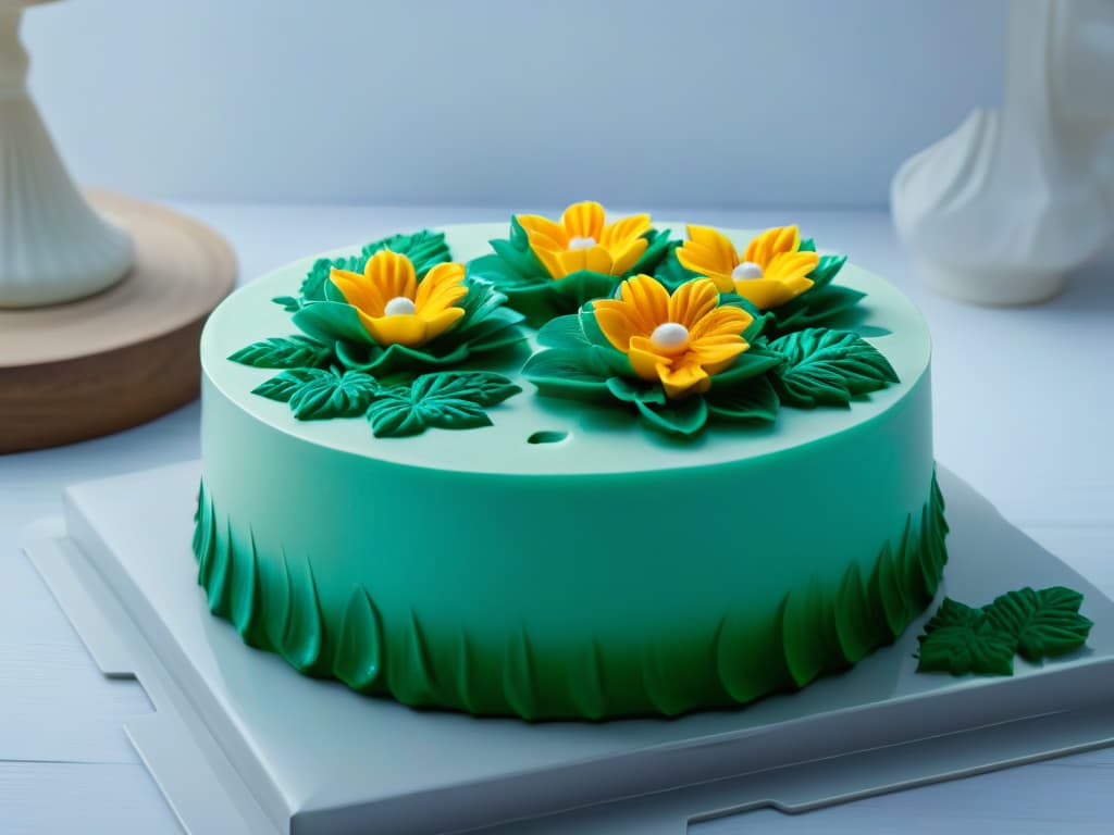  An ultradetailed 8k image showcasing an array of highend silicone molds for baking, arranged in a visually appealing pattern. The molds vary in shapes and sizes, featuring intricate designs like flowers, geometric patterns, and intricate detailing. The image is captured with a soft, diffused lighting that highlights the texture and quality of the silicone molds, emphasizing their professional and innovative nature. Each mold is displayed elegantly, exuding a sense of precision and craftsmanship, perfect for inspiring readers to elevate their dessert creations. hyperrealistic, full body, detailed clothing, highly detailed, cinematic lighting, stunningly beautiful, intricate, sharp focus, f/1. 8, 85mm, (centered image composition), (professionally color graded), ((bright soft diffused light)), volumetric fog, trending on instagram, trending on tumblr, HDR 4K, 8K