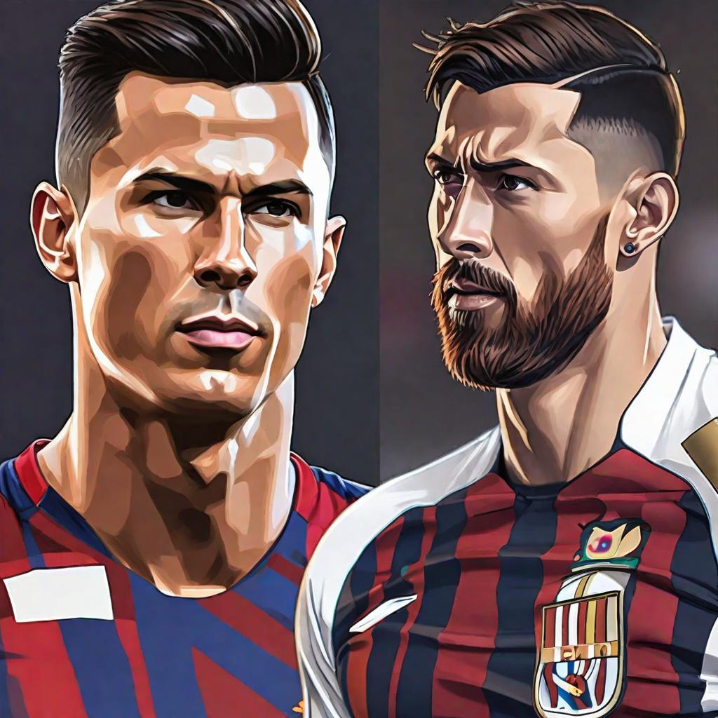  Cristiano Ronaldo and Messi together playing , Anime, realistic shaded Perfect face, fine details. Anime. realistic shaded lighting by Ilya Kuvshinov krenz cushart katsuhiro otomo, magali villeneuve, artgerm, rutkowski Jeremy Lipkin and Giuseppe Dangelico Pino and Michael Garmash and Rob Rey hyperrealistic, full body, detailed clothing, highly detailed, cinematic lighting, stunningly beautiful, intricate, sharp focus, f/1. 8, 85mm, (centered image composition), (professionally color graded), ((bright soft diffused light)), volumetric fog, trending on instagram, trending on tumblr, HDR 4K, 8K