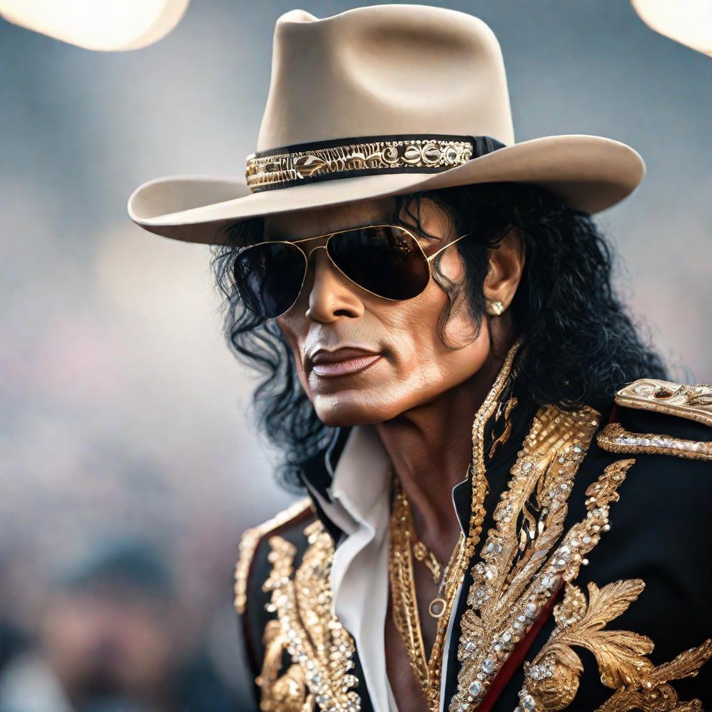  Michael jackson hyperrealistic, full body, detailed clothing, highly detailed, cinematic lighting, stunningly beautiful, intricate, sharp focus, f/1. 8, 85mm, (centered image composition), (professionally color graded), ((bright soft diffused light)), volumetric fog, trending on instagram, trending on tumblr, HDR 4K, 8K