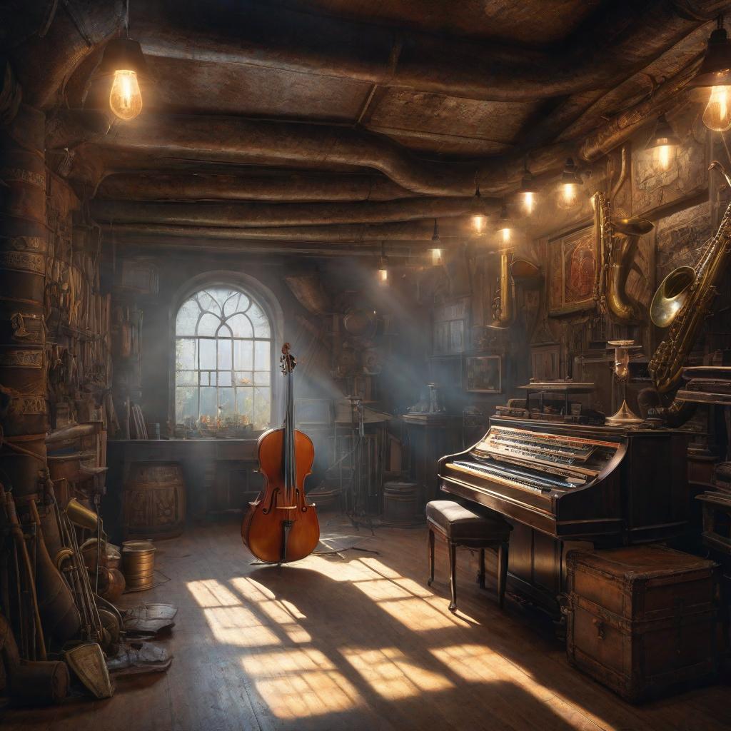  BASEMENT, DARK INTERIOR, A BARE BULB HANGING FROM THE CEILING, A HUGE MUSICAL WIND INSTRUMENT TUBE., realistic, portrait, art by donato giancola and greg rutkowski, realistic face, digital art, trending on artstation hyperrealistic, full body, detailed clothing, highly detailed, cinematic lighting, stunningly beautiful, intricate, sharp focus, f/1. 8, 85mm, (centered image composition), (professionally color graded), ((bright soft diffused light)), volumetric fog, trending on instagram, trending on tumblr, HDR 4K, 8K