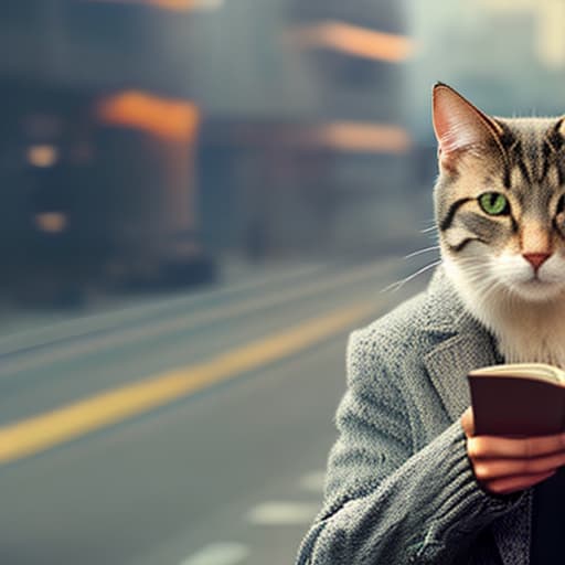 nvinkpunk Realistic image of a cat wearing headphones and reading glasses while riding a bus. hyperrealistic, full body, detailed clothing, highly detailed, cinematic lighting, stunningly beautiful, intricate, sharp focus, f/1. 8, 85mm, (centered image composition), (professionally color graded), ((bright soft diffused light)), volumetric fog, trending on instagram, trending on tumblr, HDR 4K, 8K