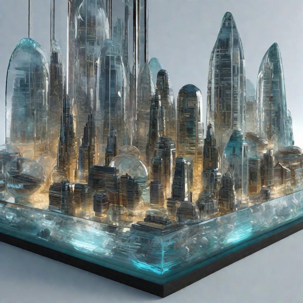  masterpiece, best quality, glasstec, scifi, transparent, city