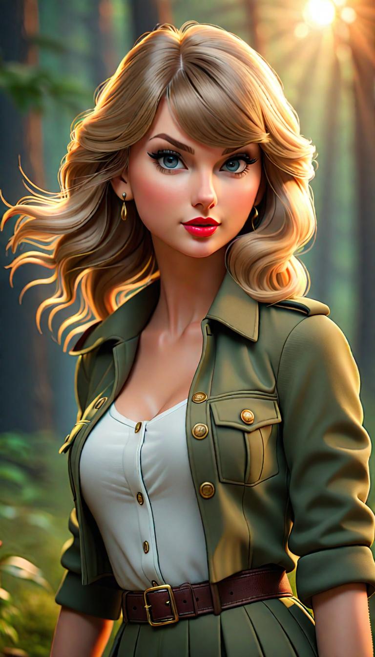  Professional 3D model of Taylor Swift as a tour guide . Rendered with Octane, the model is highly detailed,dramatic lighting. hyperrealistic, full body, detailed clothing, highly detailed, cinematic lighting, stunningly beautiful, intricate, sharp focus, f/1. 8, 85mm, (centered image composition), (professionally color graded), ((bright soft diffused light)), volumetric fog, trending on instagram, trending on tumblr, HDR 4K, 8K