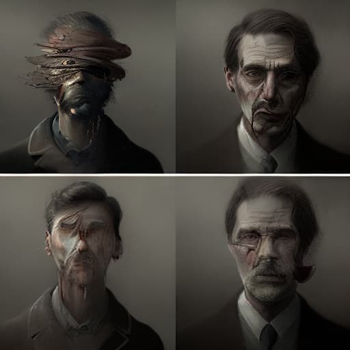redshift style Gloomy illustrations of mystery, intrigue, drama, a criminal and a detective, blood,