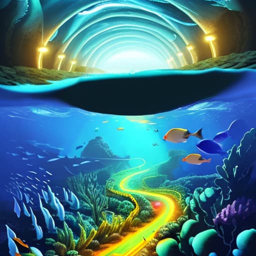  Generate a picture of an undersea tunnel for use on the cover of a ppt report,