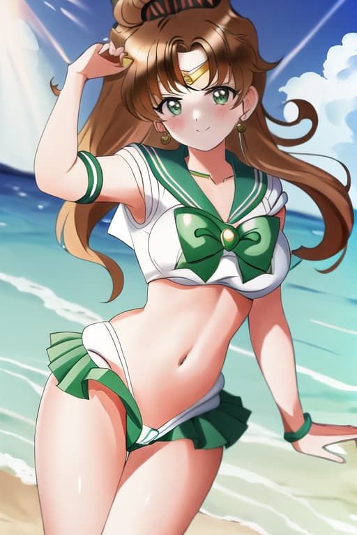  bikini,(sailor jupiter:1.3), (masterpiece), (highest quality), (intricate), (high detail)