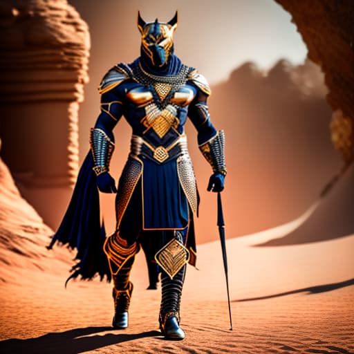 estilovintedois Do Anubis using the black panther armor, show the full body hyperrealistic, full body, detailed clothing, highly detailed, cinematic lighting, stunningly beautiful, intricate, sharp focus, f/1. 8, 85mm, (centered image composition), (professionally color graded), ((bright soft diffused light)), volumetric fog, trending on instagram, trending on tumblr, HDR 4K, 8K