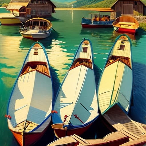  Mountains, lakes, boats, sun