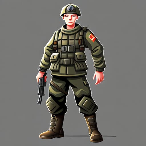  Soldier boy character videogame in grey background