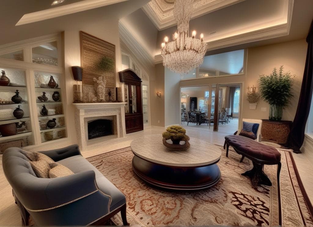 ultra realistic photograph of traditional style living room, 8k uhd, highly detailed, photorealistic, architectural photography, interior design magazine quality, preserve original lighting conditions and time of day from input image, masterpiece, best quality, ultra realistic, photographic quality, professional lighting matching input image, 8k uhd, highly detailed interior design, architectural digest quality, volumetric lighting, ray tracing, professional color grading, maintain same time of day as input image, classic design, symmetrical arrangements, rich colors, ornate details, antique inspired, formal furniture, refined aesthetic, comfortable seating, conversation area, focal point, entertainment space, layered lighting, area rug, co
