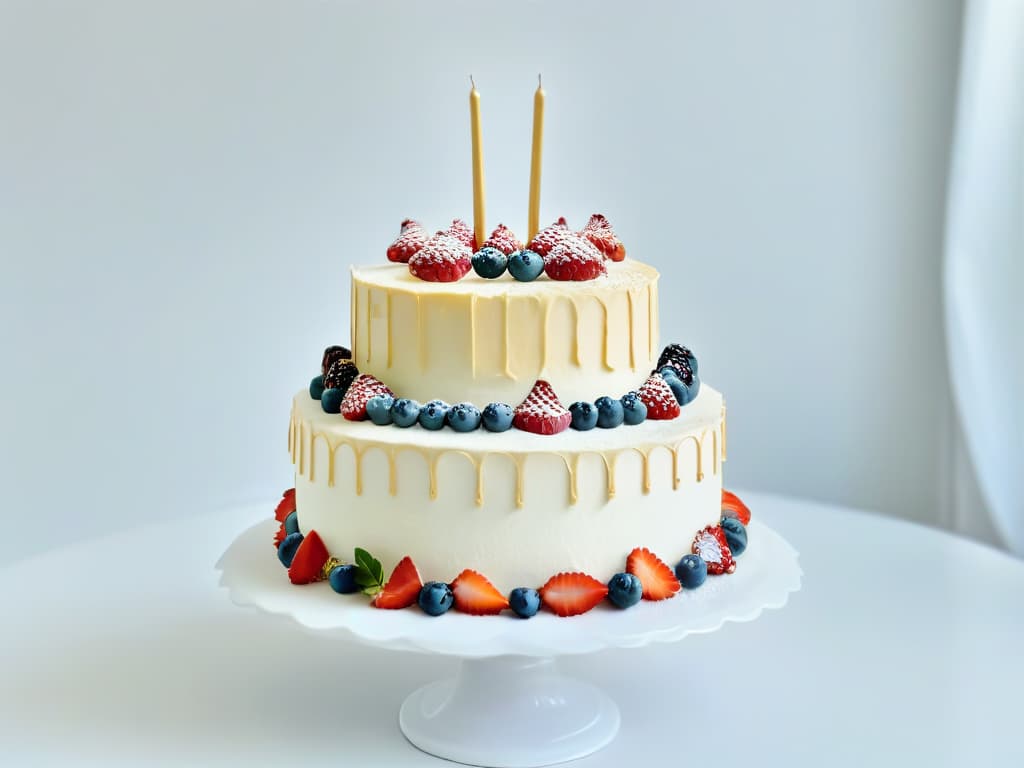  A minimalist, ultradetailed image of a delicate, intricately designed cake adorned with subtle hints of gold leaf and berries, set against a pristine white background. The cake features elegant layers with a slight glimmer, showcasing the artistry and sophistication of alcoholinfused desserts in a visually striking and tasteful manner. hyperrealistic, full body, detailed clothing, highly detailed, cinematic lighting, stunningly beautiful, intricate, sharp focus, f/1. 8, 85mm, (centered image composition), (professionally color graded), ((bright soft diffused light)), volumetric fog, trending on instagram, trending on tumblr, HDR 4K, 8K