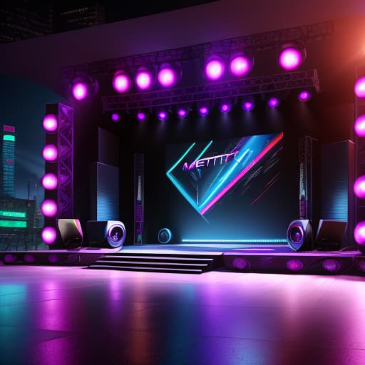  (((room concept and design))),(((an empty metaverse concert stage))), (((outdoor location))), (((cyberpunk style))), (((colorful, physical based rendered with high quality materials))), masterpieces, top quality, best quality, official art, beautiful and aesthetic, realistic, 4K, 8K
