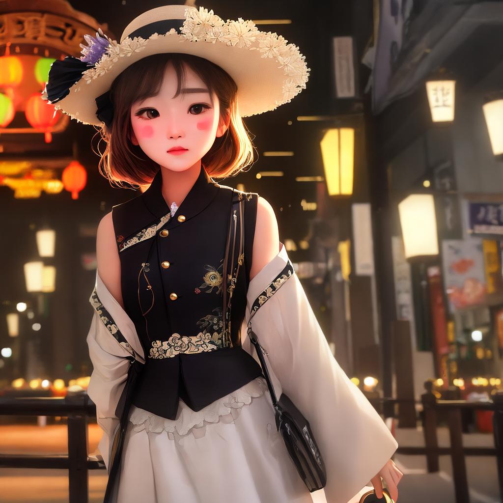  masterpiece, best quality, masterpiece,cowboy shot,exquisite facial features,female,solo,agent,blush stickers,hair over shoulder,shushing,lantern festival,Cinematic Lighting