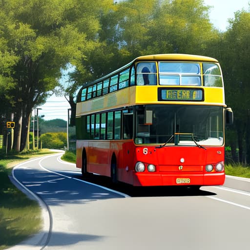  Draw me a picture of a real bus on the road,