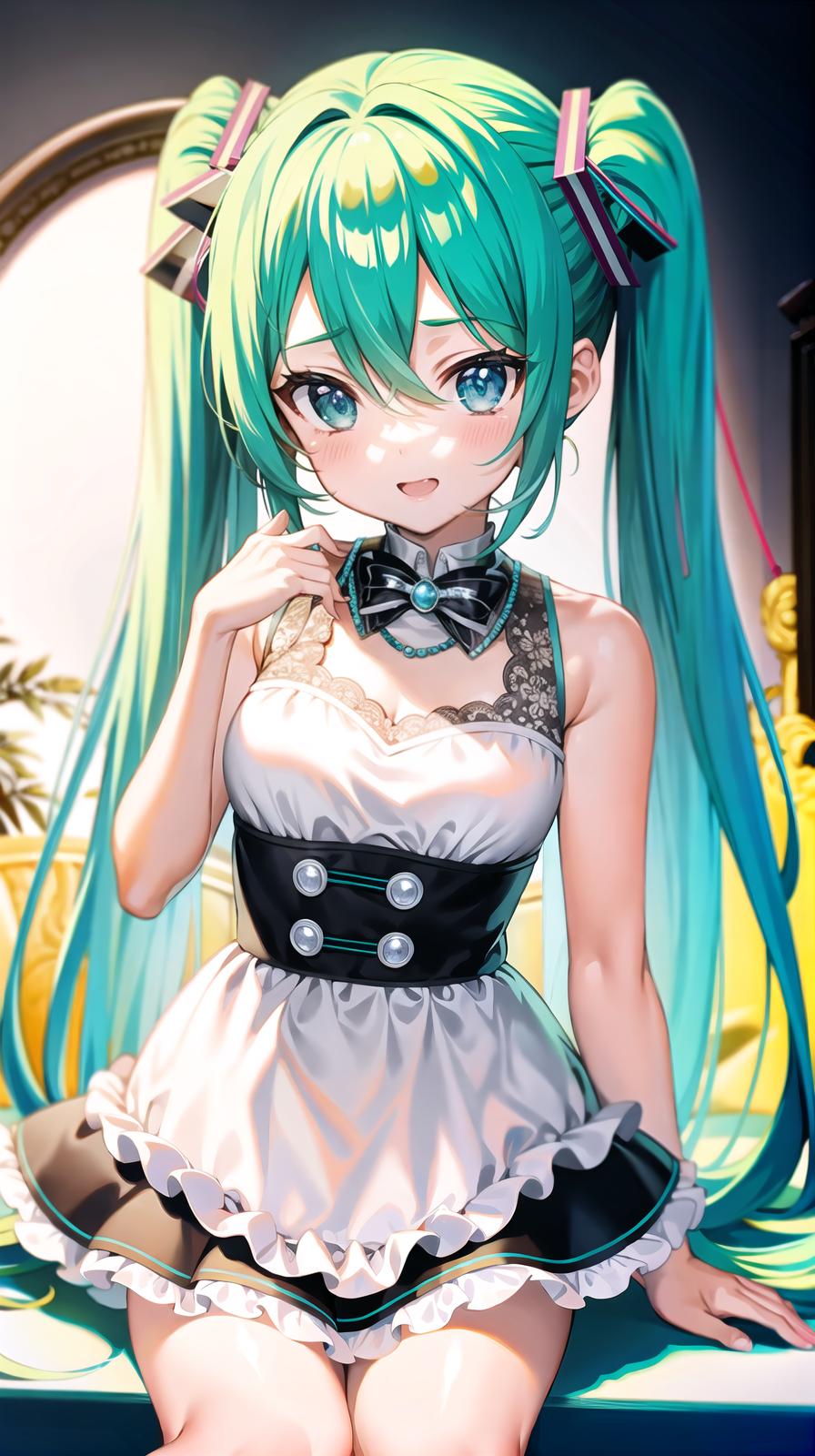  master piece , best quality,Miku Hatsune,sing,a鮮やかな衣装,ステージ