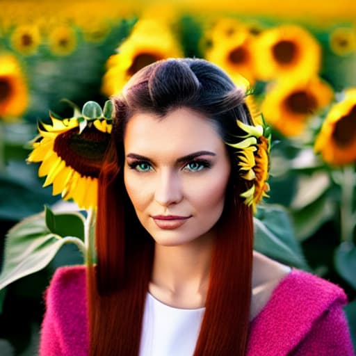  Russian girl portrait in sunflowers