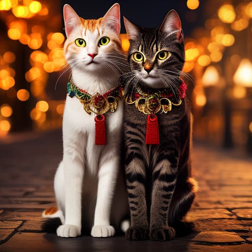  Gucci cats in clothes. hyperrealistic, full body, detailed clothing, highly detailed, cinematic lighting, stunningly beautiful, intricate, sharp focus, f/1. 8, 85mm, (centered image composition), (professionally color graded), ((bright soft diffused light)), volumetric fog, trending on instagram, trending on tumblr, HDR 4K, 8K