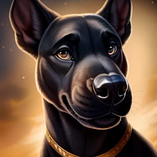  Black dog putbull, open eyes, digital art, masterpiece, 4k, fine details,