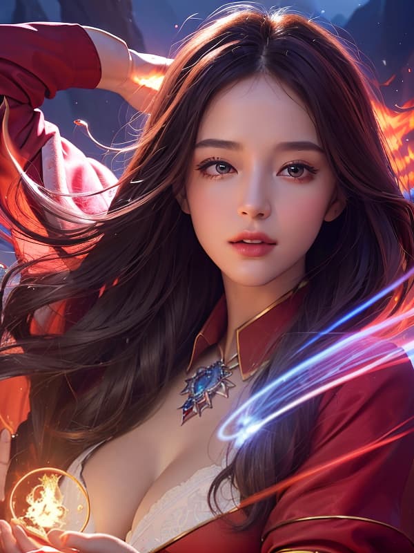  (((Best Quality))), ((Masterpiece)), (Detailed), Woman surrounded by roses (style-swirlmagic:0.8), portrait,  looking up, solo, half shot, detailed background, (<lyco:DecorationBundlev2:0.6>, SilverSapphireAI theme:1.1), eyes filled with power, mysterious spellcaster, trimmed purple flowing clothes,   arms raised,  hair flowing in the wind, (dark red fire), enchanted fireball <lora:Fire_VFX:0.3>, arcane spell,  bright lighting, cliff edge in background, ,  <lora:add_detail:1>