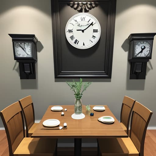  Square clocks are placed at the table,