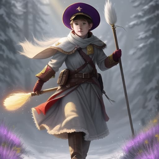  watercolor, storybook, child-book, Young boy flying again on his red broom, silver star charm shining brightly on his purple hat, night sky filled with yellow stars., best quality, very detailed, high resolution, sharp, sharp image hyperrealistic, full body, detailed clothing, highly detailed, cinematic lighting, stunningly beautiful, intricate, sharp focus, f/1. 8, 85mm, (centered image composition), (professionally color graded), ((bright soft diffused light)), volumetric fog, trending on instagram, trending on tumblr, HDR 4K, 8K