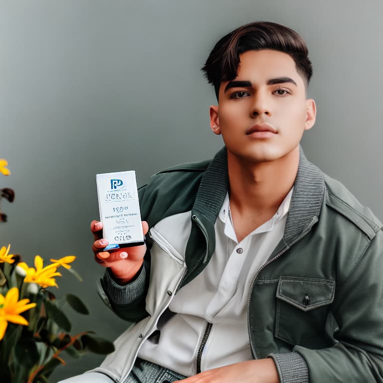  a girl holding a skin care product on the front of his chin for advertising