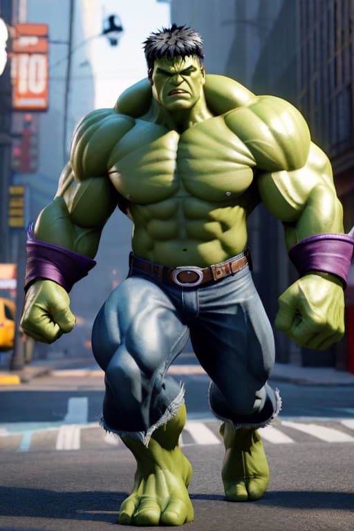  The Incredible Hulk with a punk rock haircut and wardrobe hyperrealistic, full body, detailed clothing, highly detailed, cinematic lighting, stunningly beautiful, intricate, sharp focus, f/1. 8, 85mm, (centered image composition), (professionally color graded), ((bright soft diffused light)), volumetric fog, trending on instagram, trending on tumblr, HDR 4K, 8K