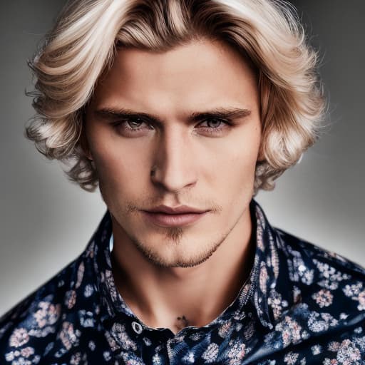 portrait+ style Russian queer soap actor blonde hunk dude face