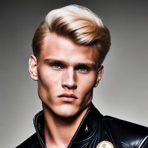 portrait+ style Russian queer Mr Olympia blonde hunk dude face