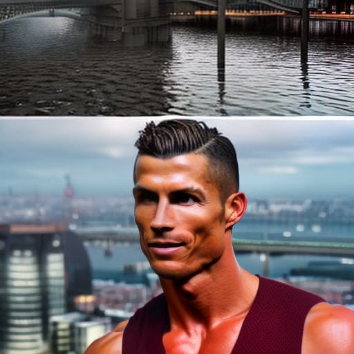 lnkdn photography Cristiano Ronaldo 100% hyperrealistic, full body, detailed clothing, highly detailed, cinematic lighting, stunningly beautiful, intricate, sharp focus, f/1. 8, 85mm, (centered image composition), (professionally color graded), ((bright soft diffused light)), volumetric fog, trending on instagram, trending on tumblr, HDR 4K, 8K