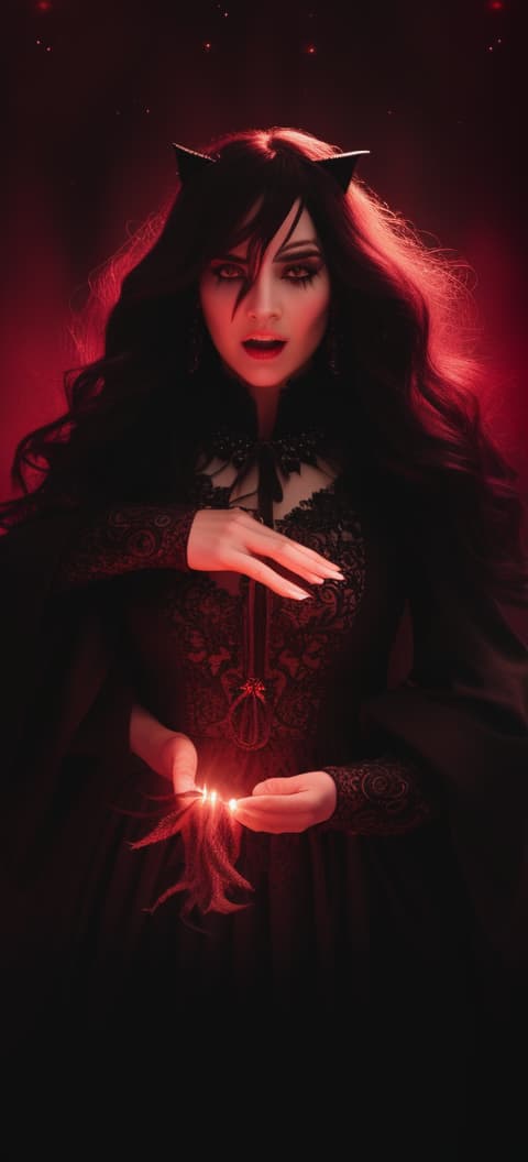  female witch, dark horror background, anger in face , majic womb in hands, hyperrealistic, high quality, highly detailed, cinematic lighting, intricate, sharp focus, f/1. 8, 85mm, (centered image composition), (professionally color graded), ((bright soft diffused light)), volumetric fog, trending on instagram, HDR 4K, 8K