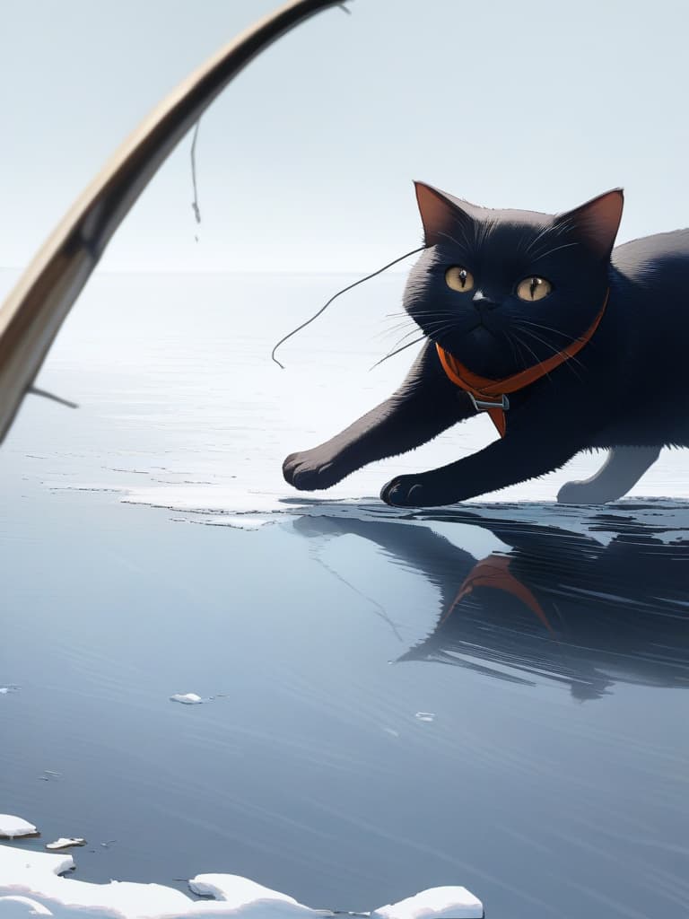  (small fish fishing:1.7、black cat that catches small fish、black cat fishing with a tail)、((icon、logotype design:1.4、symbol design))、black cat & small fish、(((long shot、on the frozen lake)))、best quality:1.4、masterpiece:1.4、ultra detailed texture、RAW photorealistic、absurd resolution、8K illustration、no background、💩、💩、💩、💩、💩、, masterpiece, best quality,8k,ultra detailed,high resolution,an extremely delicate and beautiful,hyper detail