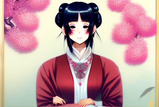  Charming anime depiction of a Japanese with the clic anime art style. The scene is set against a backdrop of vint cherry blossoms in full bloom, with soft sunlight filtering through the nches, casting a gentle and warm glow on the ’s features. She stands in a pose, her big, expressive eyes reflecting a sense of innocence and curiosity. Her colorful, flowing dress and long hair add to the dynamic composition of the artwork. The attention to detail is paramount, capturing intricate patterns and textures in the surroundings. This ilration captures the essence of the anime aesthetic, showcasing the captivating charm and elegance of a cute anime in a joyful and enchanting moment.