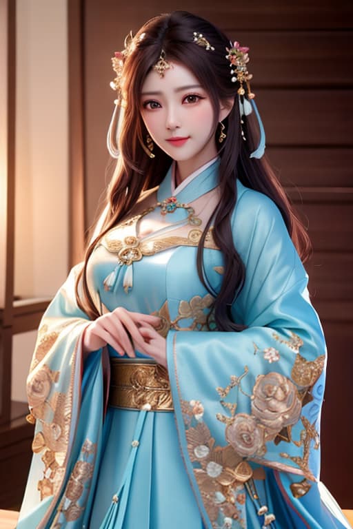  best quality, masterpiece, highres, 1girl,blush,(seductive smile:0.8),star shaped pupils,china hanfu,hair ornament,necklace, jewelry,Beautiful face,upon body, tyndall effect,photorealistic, dark studio, rim lighting, two tone lighting,(high detailed skin:1.2), 8k uhd, dslr, soft lighting, high quality, volumetric lighting, candid, Photograph, high resolution, 4k, 8k, Bokeh hyperrealistic, full body, detailed clothing, highly detailed, cinematic lighting, stunningly beautiful, intricate, sharp focus, f/1. 8, 85mm, (centered image composition), (professionally color graded), ((bright soft diffused light)), volumetric fog, trending on instagram, trending on tumblr, HDR 4K, 8K