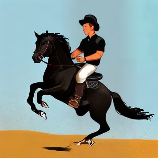  a black horse， the rider is holding a pair of scales high in his hand.，