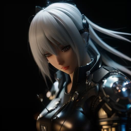  A 3D anime girl with white hair, tilt shift, on a black background., shot 35 mm, realism, octane render, 8k, trending on artstation, 35 mm camera, unreal engine, hyper detailed, photo realistic maximum detail, volumetric light, realistic matte painting, hyper photorealistic, trending on artstation, ultra detailed, realistic hyperrealistic, full body, detailed clothing, highly detailed, cinematic lighting, stunningly beautiful, intricate, sharp focus, f/1. 8, 85mm, (centered image composition), (professionally color graded), ((bright soft diffused light)), volumetric fog, trending on instagram, trending on tumblr, HDR 4K, 8K