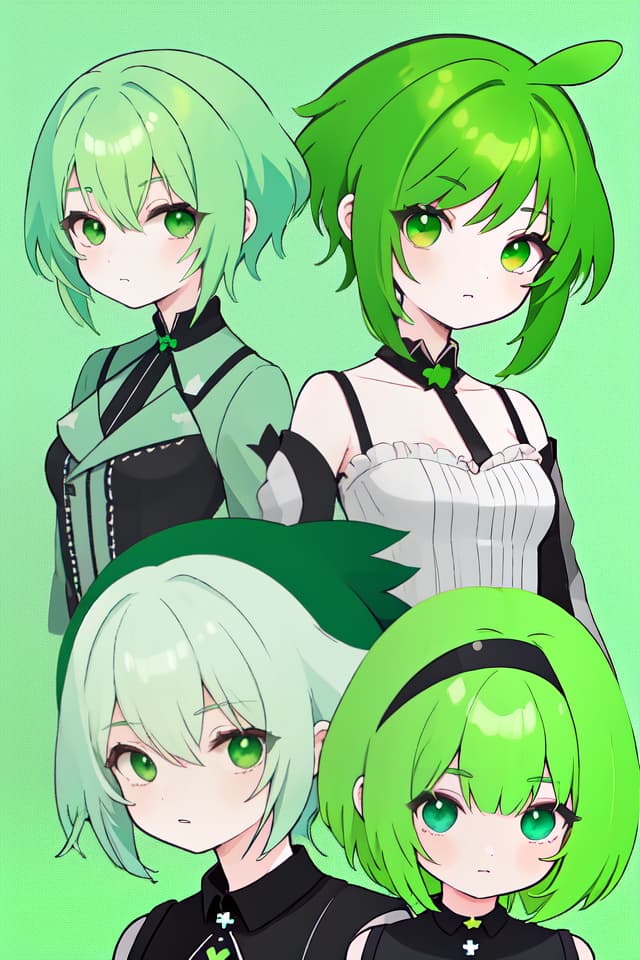  Green hair character virtual