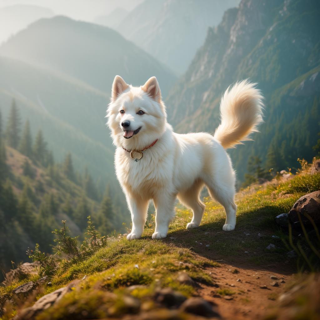  Masterpiece, RAW Photo of white pomeranian dog walking,godly, majestic, pope, cute, fluffy, religion, best quality,highest quality, award winning photo, (masterpiece), professional photography, photorealism, fashion photography, sharp focus, cinematic, volumetric lighting, high resolution, sharp, sharp image, 4k, 8k, 35 mm, highly detailed, Uber detail, high contrast, dramatic lighting techniques, professional lighting, stunning, striking compositions, provocative visual storytelling hyperrealistic, full body, detailed clothing, highly detailed, cinematic lighting, stunningly beautiful, intricate, sharp focus, f/1. 8, 85mm, (centered image composition), (professionally color graded), ((bright soft diffused light)), volumetric fog, trending on instagram, trending on tumblr, HDR 4K, 8K