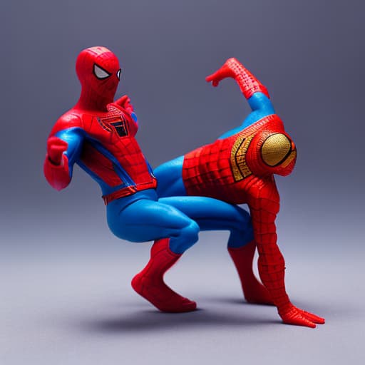 analog style Spiderman and Superman fight