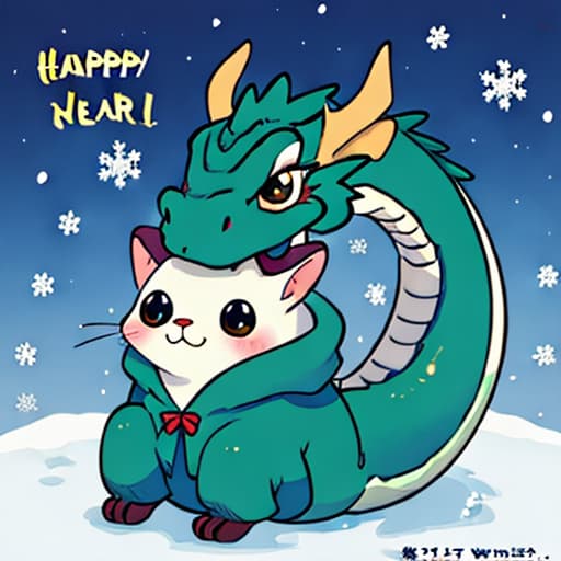  Cute animal dragon winter happy new year