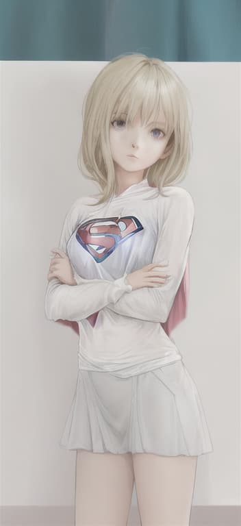  girl in Supergirl cape and YouTube broadcaster shirt