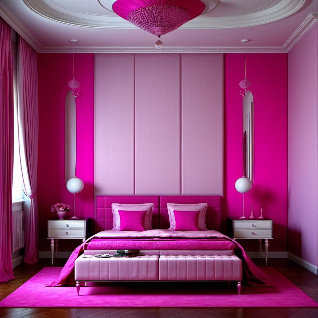  Design of bedroom in pink color.