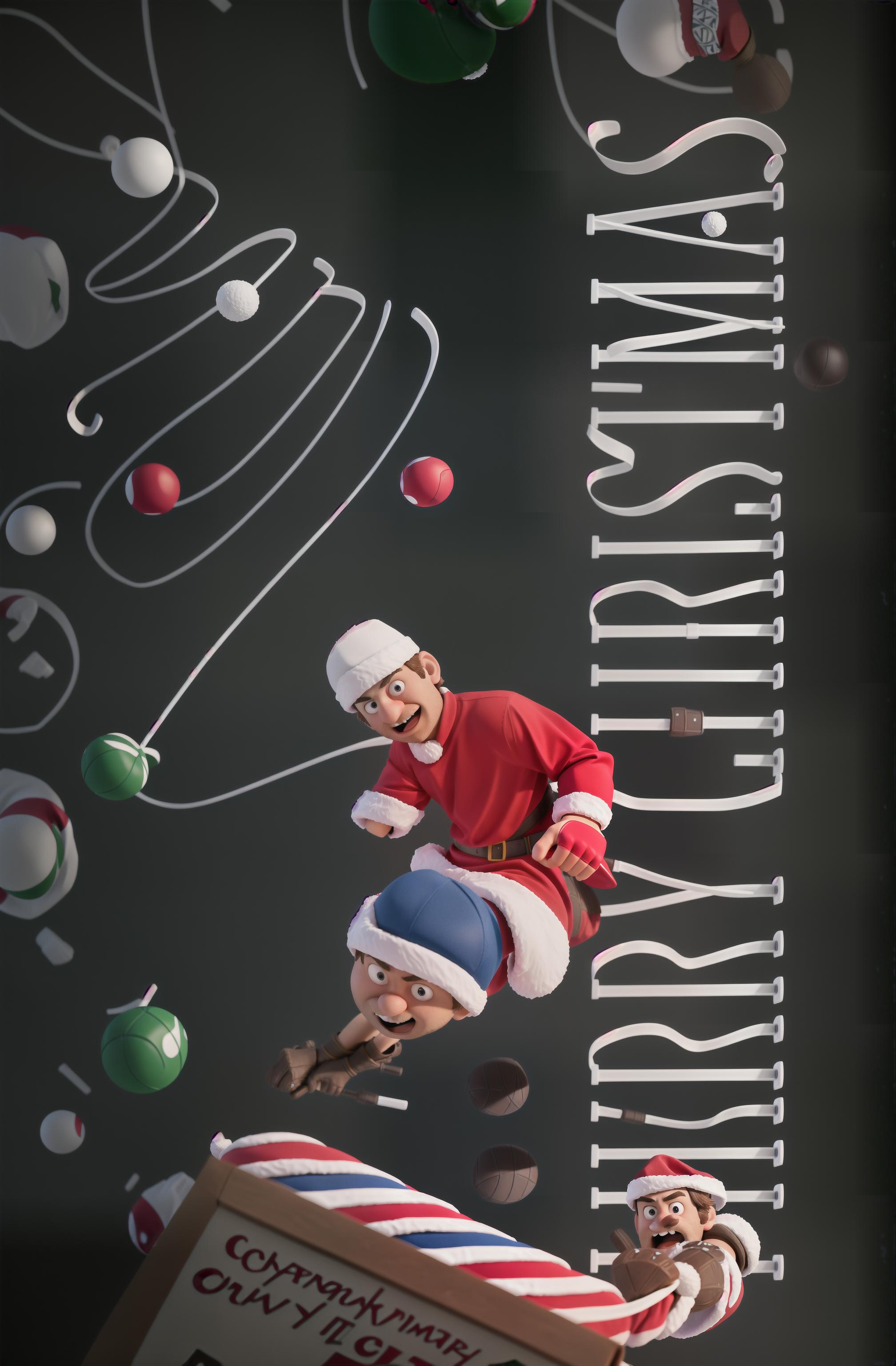  masterpiece, best quality, sport, ice hockey, christmas, hockey player, christmas candy cane in hand, santa hat on head, box hockey