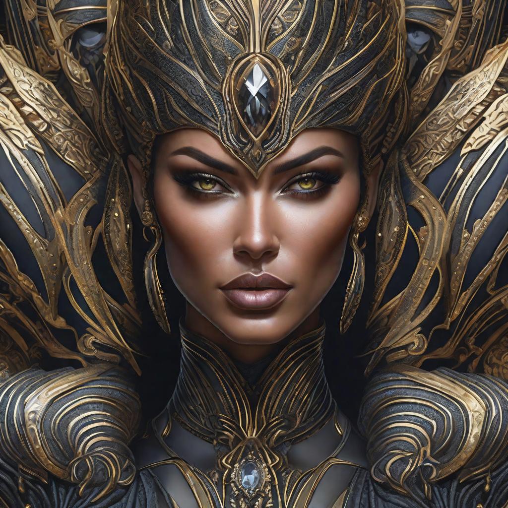  Una negra linda, realistic, portrait, art by donato giancola and greg rutkowski, realistic face, digital art, trending on artstation hyperrealistic, full body, detailed clothing, highly detailed, cinematic lighting, stunningly beautiful, intricate, sharp focus, f/1. 8, 85mm, (centered image composition), (professionally color graded), ((bright soft diffused light)), volumetric fog, trending on instagram, trending on tumblr, HDR 4K, 8K