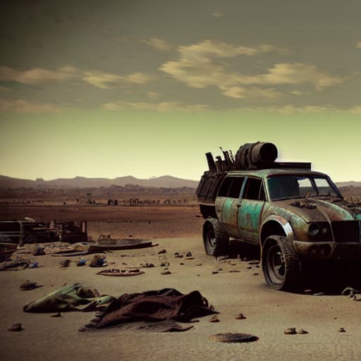  A post-apocalyptic wasteland in the style of Mad Max