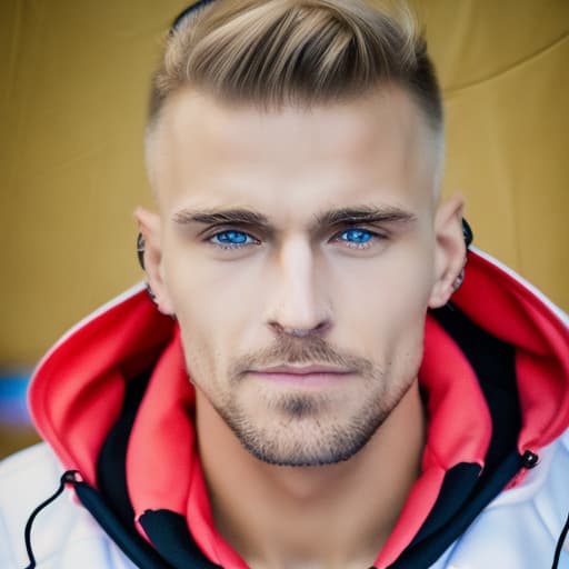 portrait+ style russian queer fitness model blonde very cute dilf dude face