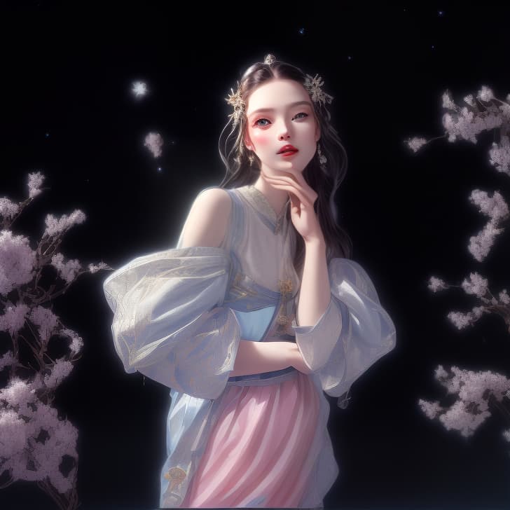 mdjrny-v4 style Man on the moon, ultra hd selfieCharming anime depiction of a Japanese with the clic anime art style. The scene is set against a backdrop of vint cherry blossoms in full bloom, with soft sunlight filtering through the nches, casting a gentle and warm glow on the ’s features. She stands in a pose, her big, expressive eyes reflecting a sense of innocence and curiosity. Her colorful, flowing dress and long hair add to the dynamic composition of the artwork. The attention to detail is paramount, capturing intricate patterns and textures in the surroundings. This ilration captures the essence of the anime aesthetic, showcasing the captivating charm and elegance of a cute anime in a joyful and enchanting momen