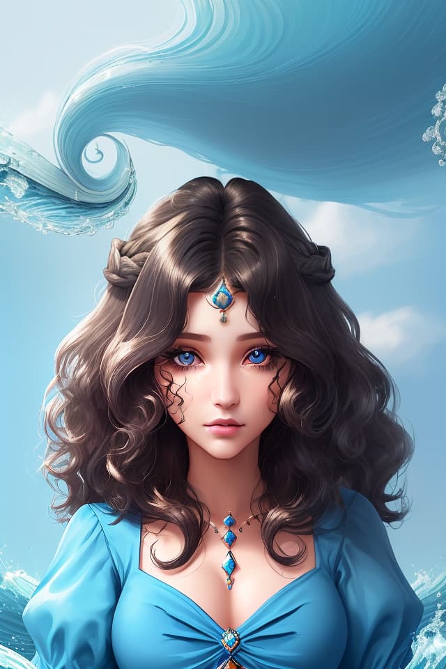  (((Bob style wavy hair))) (Close Up of Heado, Sauvage Hair) () () () Beautiful Brunette) (Beautiful Girl) (Blue Dress) Masterpiece, High Quality, 8k