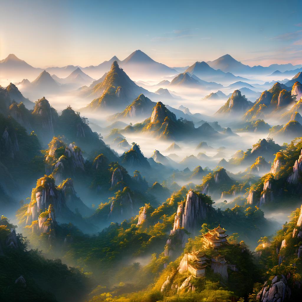  ((A masterpiece)),(((best quality))), 8k, high detailed, ultra-detailed. A breathtaking panoramic view of a classic Chinese landscape, meticulously captured in intricate detail. hyperrealistic, full body, detailed clothing, highly detailed, cinematic lighting, stunningly beautiful, intricate, sharp focus, f/1. 8, 85mm, (centered image composition), (professionally color graded), ((bright soft diffused light)), volumetric fog, trending on instagram, trending on tumblr, HDR 4K, 8K