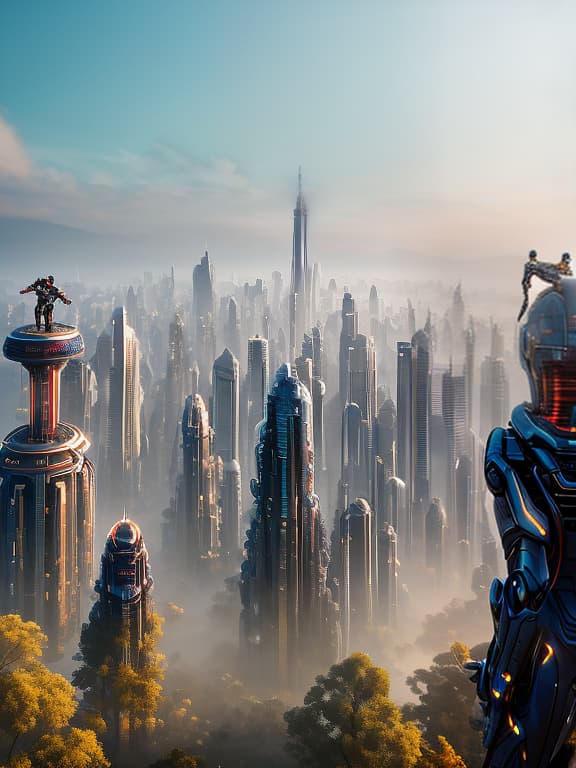 dvarchmodern 8k, futuristic, view from the hill, Ecumenopolis, for the horizon, soft and plain architecture, dense building, very tall tovers, dawn, flying transport, bright colors, futuristic technology , robots , spaceships , by Vitaly Bulgarov , Maciej Kuciara , Jama Jurabaev , Sparth , Karla Ortiz hyperrealistic, full body, detailed clothing, highly detailed, cinematic lighting, stunningly beautiful, intricate, sharp focus, f/1. 8, 85mm, (centered image composition), (professionally color graded), ((bright soft diffused light)), volumetric fog, trending on instagram, trending on tumblr, HDR 4K, 8K